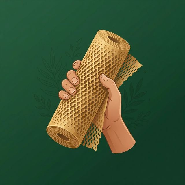 Hand holding eco-friendly honeycomb paper wrap
